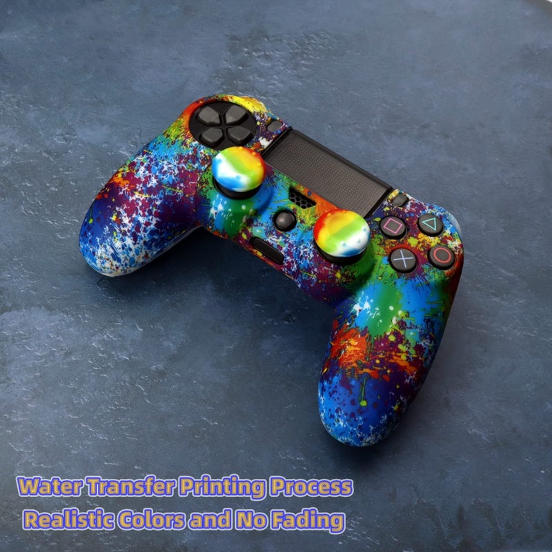 Asokex Silicone Skin Cover for Ps4 Controller (1pc Anti-Slip, 1 Pair L2 R2 Trigger Extender, 4pcs Thumb Grips,4pcs LED Light Bar Decal) Protector for DualShock PS4/ Slim/Pro Controller - Image 2